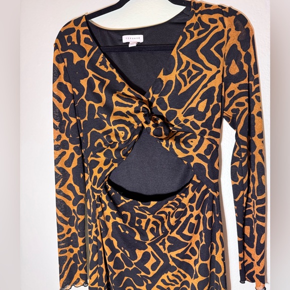 ASOS Topshop tall cut out twist front midi dress in multi bold animal print - Picture 7 of 11